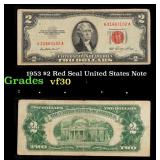 1953 $2 Red Seal United States Note Grades vf++