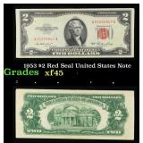 1953 $2 Red Seal United States Note Grades xf+