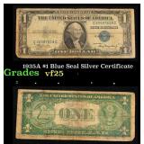 1935A $1 Blue Seal Silver Certificate Grades vf+