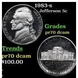 1983-s Proof Jefferson Nickel 5c Graded pr70 dcam