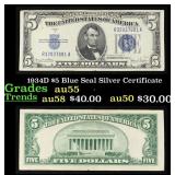 1934D $5 Blue Seal Silver Certificate Grades Choic