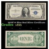 1935F $1 Blue Seal Silver Certificate Grades vf+