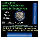 BU Shotgun Jefferson 5c roll, 1980-p 40 pcs Bank $