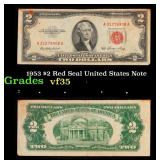 1953 $2 Red Seal United States Note Grades vf++