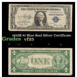 1935E $1 Blue Seal Silver Certificate Grades vf+