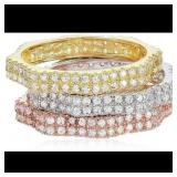 Decadence Sterling Silver Tricolor Octagonal Pave