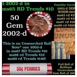 BU Shotgun Lincoln 1c roll, 2002-d 50 pcs Bank Wra