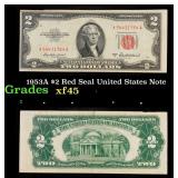 1953A $2 Red Seal United States Note Grades xf+