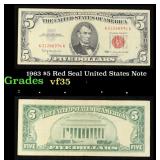 1963 $5 Red Seal United States Note Grades vf++