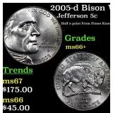 2005-d Bison Jefferson Nickel Westward Journey Nea