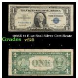 1935E $1 Blue Seal Silver Certificate Grades vf+