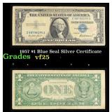 1957 $1 Blue Seal Silver Certificate Grades vf+