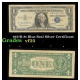 1957B $1 Blue Seal Silver Certificate Grades vf+
