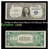 1935G $1 Blue Seal Silver Certificate Grades vf++