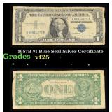 1957B $1 Blue Seal Silver Certificate Grades vf+