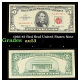 1963 $5 Red Seal United States Note Grades Select