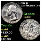 1965-p Washington Quarter 25c Grades GEM++ Unc