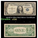 1935E $1 Blue Seal Silver Certificate Grades vf++
