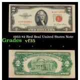 1953 $2 Red Seal United States Note Grades vf++