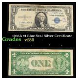 1935A $1 Blue Seal Silver Certificate Grades vf++