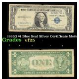 1935G $1 Blue Seal Silver Certificate Grades vf+ M