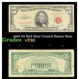 1963 $5 Red Seal United States Note Grades vf++