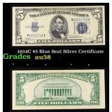 1934C $5 Blue Seal Silver Certificate Grades Choic