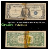 1957B $1 Blue Seal Silver Certificate Grades f det