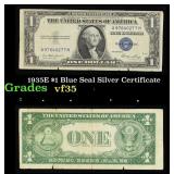 1935E $1 Blue Seal Silver Certificate Grades vf++
