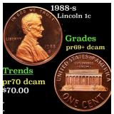 1988-s Proof Lincoln Cent 1c Grades GEM++ Proof De