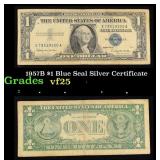 1957B $1 Blue Seal Silver Certificate Grades vf+