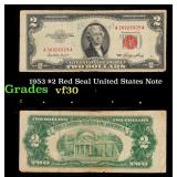 1953 $2 Red Seal United States Note Grades vf++