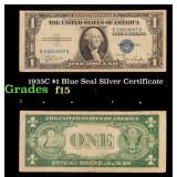 1935C $1 Blue Seal Silver Certificate Grades f+