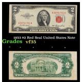 1953 $2 Red Seal United States Note Grades vf++
