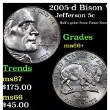 2005-d Bison Jefferson Nickel Westward Journey Nea