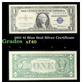 1957 $1 Blue Seal Silver Certificate Grades xf