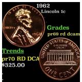 1962 Proof Lincoln Cent 1c pr69 rd dcam SEGS
