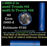 BU Shotgun Jefferson 5c roll, 1990-d 40 pcs Bank $