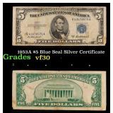 1953A $5 Blue Seal Silver Certificate Grades vf++