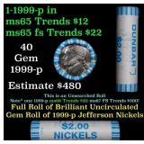 BU Shotgun Jefferson 5c roll, 1999-p 40 pcs Dunbar