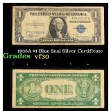 1935A $1 Blue Seal Silver Certificate Grades vf++