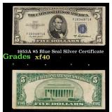 1953A $5 Blue Seal Silver Certificate Grades xf