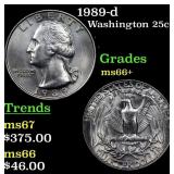 1989-d Washington Quarter 25c Grades GEM++ Unc