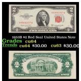 1953B $2 Red Seal United States Note Grades Choice