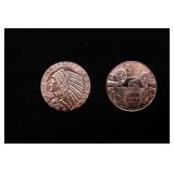 Group of Two 1oz .999 Fine Copper Bullion Rounds -
