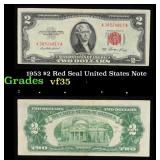 1953 $2 Red Seal United States Note Grades vf++