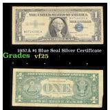 1957A $1 Blue Seal Silver Certificate Grades vf+