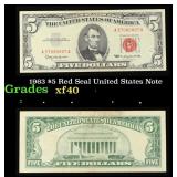 1963 $5 Red Seal United States Note Grades xf