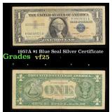 1957A $1 Blue Seal Silver Certificate Grades vf+
