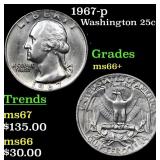 1967-p Washington Quarter 25c Grades GEM++ Unc